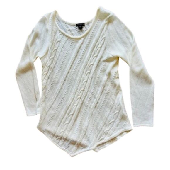 Metaphor Cream Asymmetrical Cable Knit Sweater XLARGE Vanilla Girl Cozy Soft - Picture 2 of 10